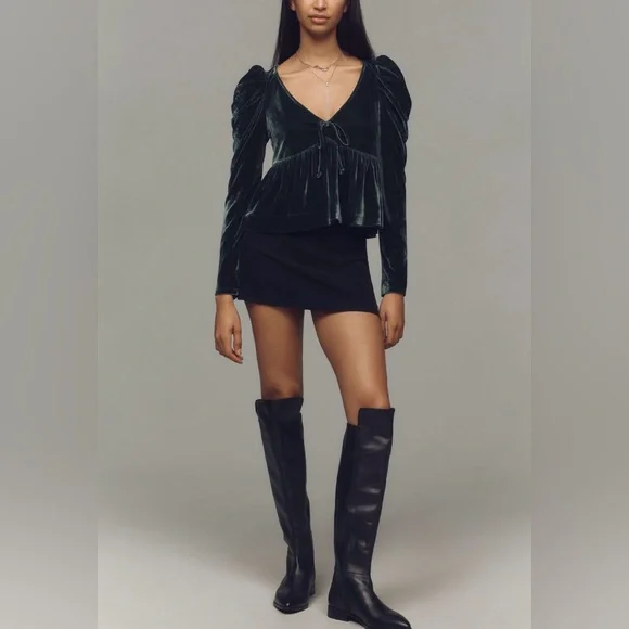 Maeve Velvet Babydoll Top - Picture 2 of 12